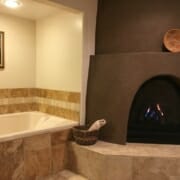 Fireplace and tub in anasazi room Escalante, Utah